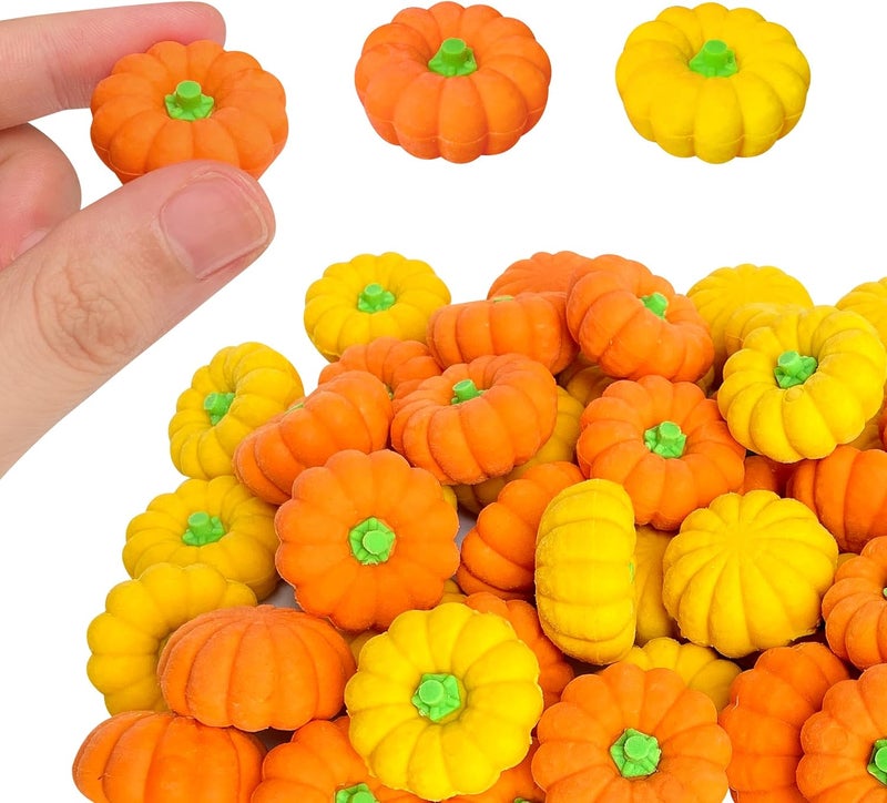 Kaemi 30 Pcs Halloween Pumpkin Erasers for Kids Fall Pencil Erasers Bulk Novelty 3D Fun Erasers Treasure Box Toys for Classroom Prizes Thanksgiving Party Favors - Image 1